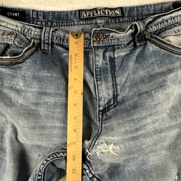 Affliction Grant RN# 127458 Size 40x33.5" Long Men's Jeans Heavy Distressed - Picture 6 of 14